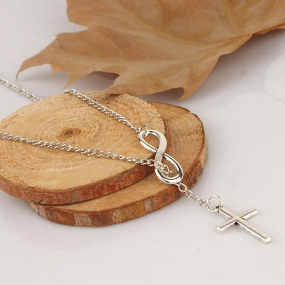 💎 NEW ❤️ Infinity Necklace Chain Luck Cross Pendant Bohemian - Picture 5 of 6
